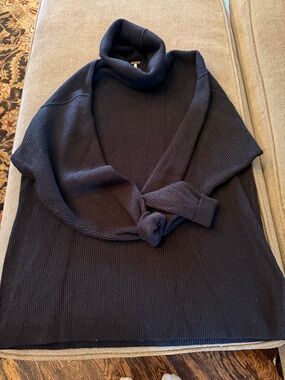 Free People Navy Ribbed Turtleneck Sweater